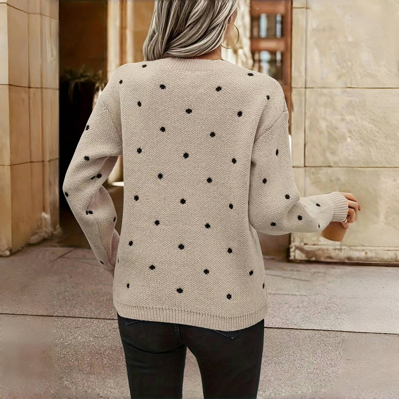 Dolly - Casual Polka Dot Knit Sweater