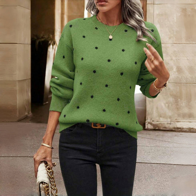 Dolly - Casual Polka Dot Knit Sweater