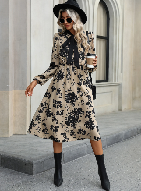 Alice Printed Floral Long Sleeve Dress