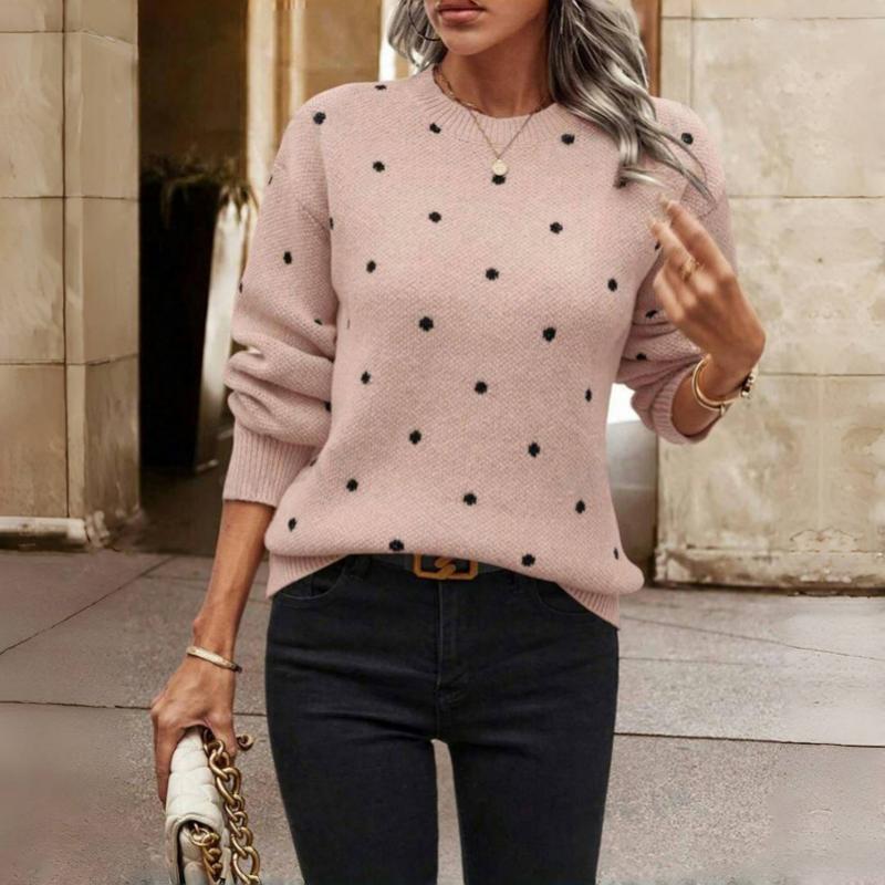 Dolly - Casual Polka Dot Knit Sweater